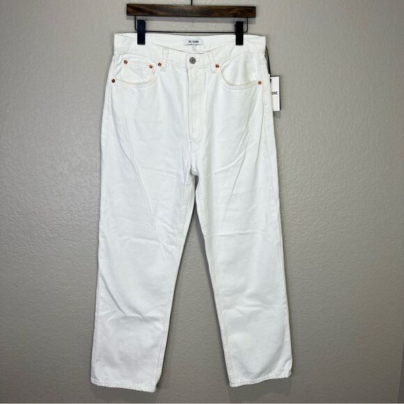 NEW RE/DONE 90s Crop Low Slung Jeans White Size 29 - Picture 3 of 9